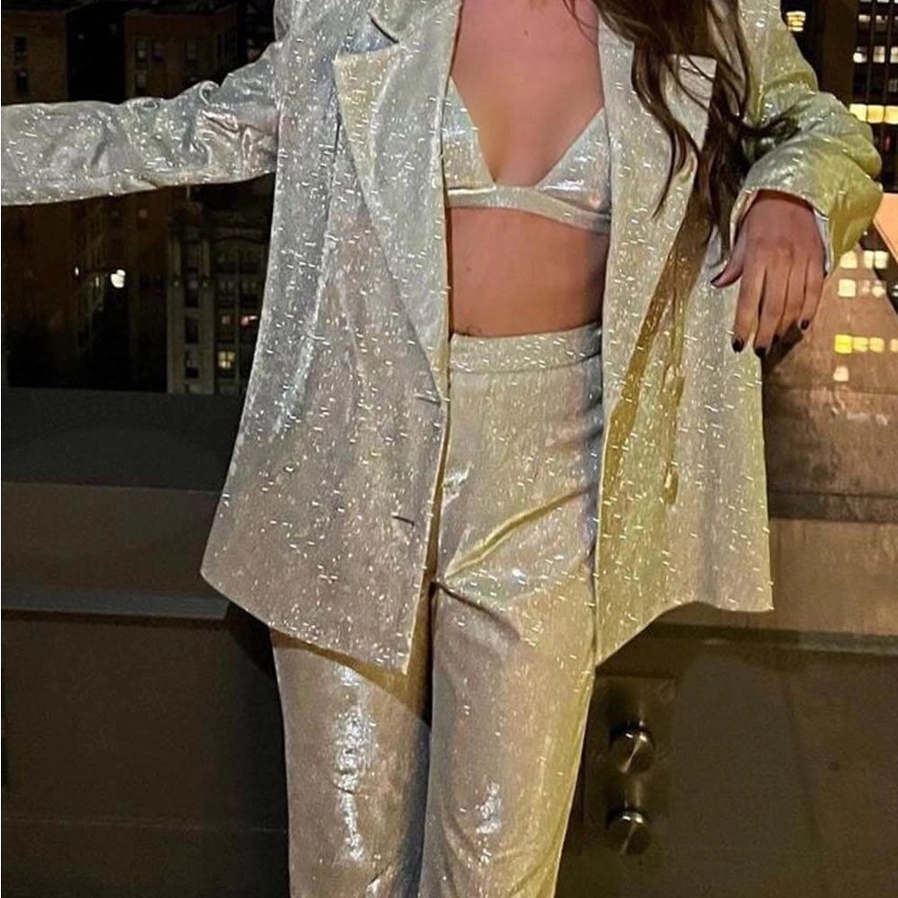 Silver Sequined Pantsuit